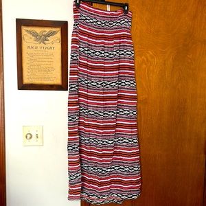 Women’s dress, Large, strapless, orange, pink, white and black, Brand: Feathers